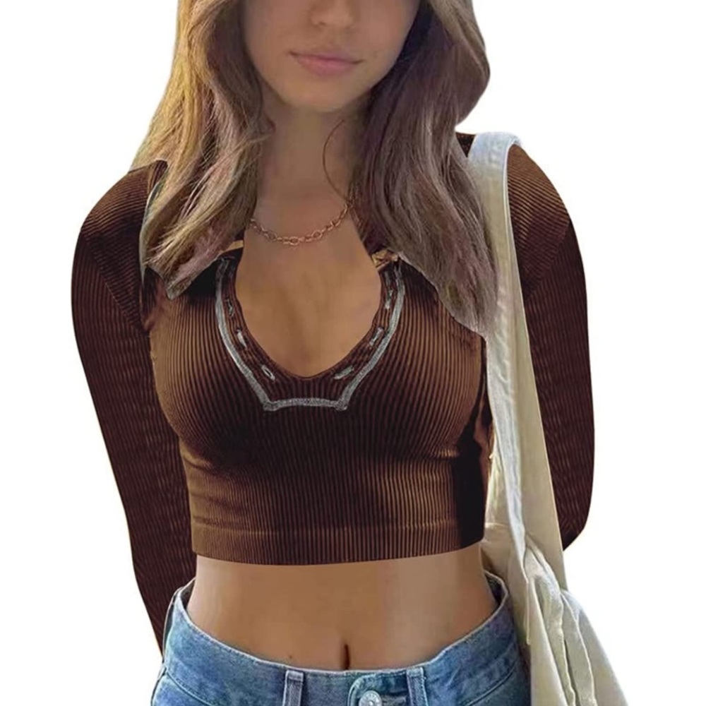 *SOLD* Women Vintage Graphic Print Short Sleeve Crop Top V Neck Tshirts